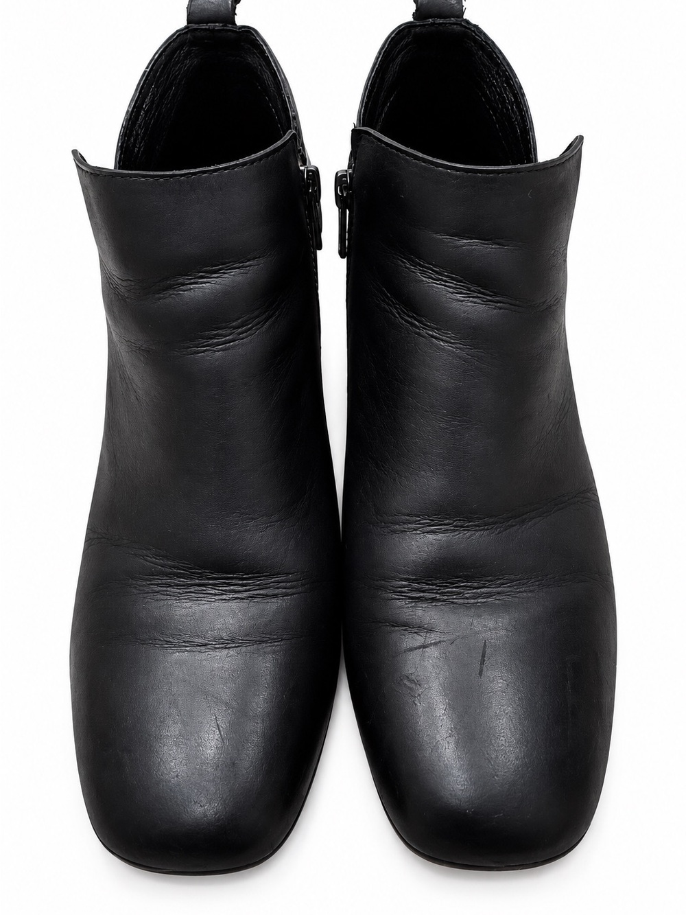 Born Black Leather Ankle Booties with Low Block Heel Size 7